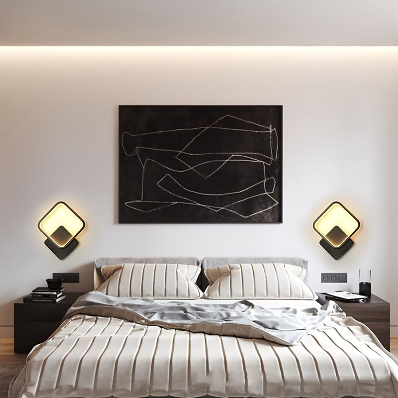 Minimalistische quadratische geometrische Wandleuchte aus Metall mit dimmbarem Acryldiffusor