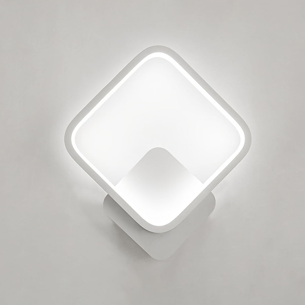 Minimalistische quadratische geometrische Wandleuchte aus Metall mit dimmbarem Acryldiffusor