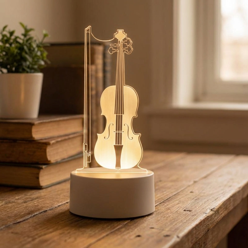 Acryl-USB-Tischlampe mit 3D-Cello-Illusionsdesign