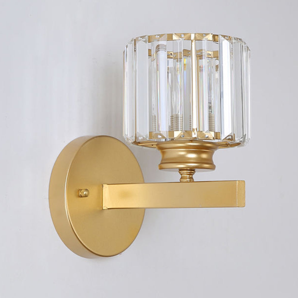 Moderne Wandleuchte aus Eisen mit facettiertem Kristallpaneel