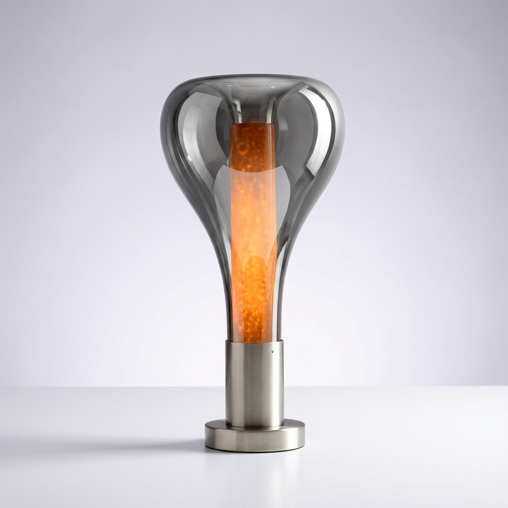 Håndblæst glasbordlampe med flydende væskebevægelse