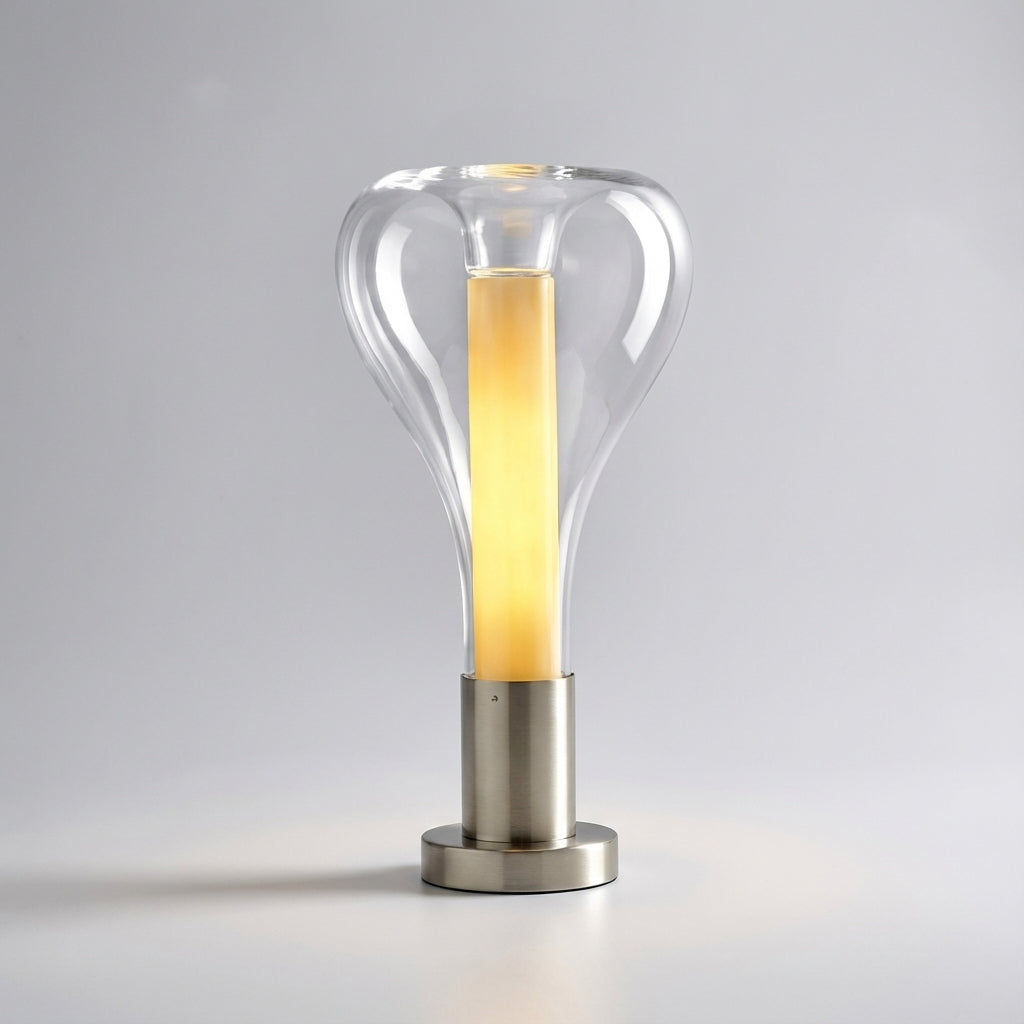 Håndblæst glasbordlampe med flydende væskebevægelse