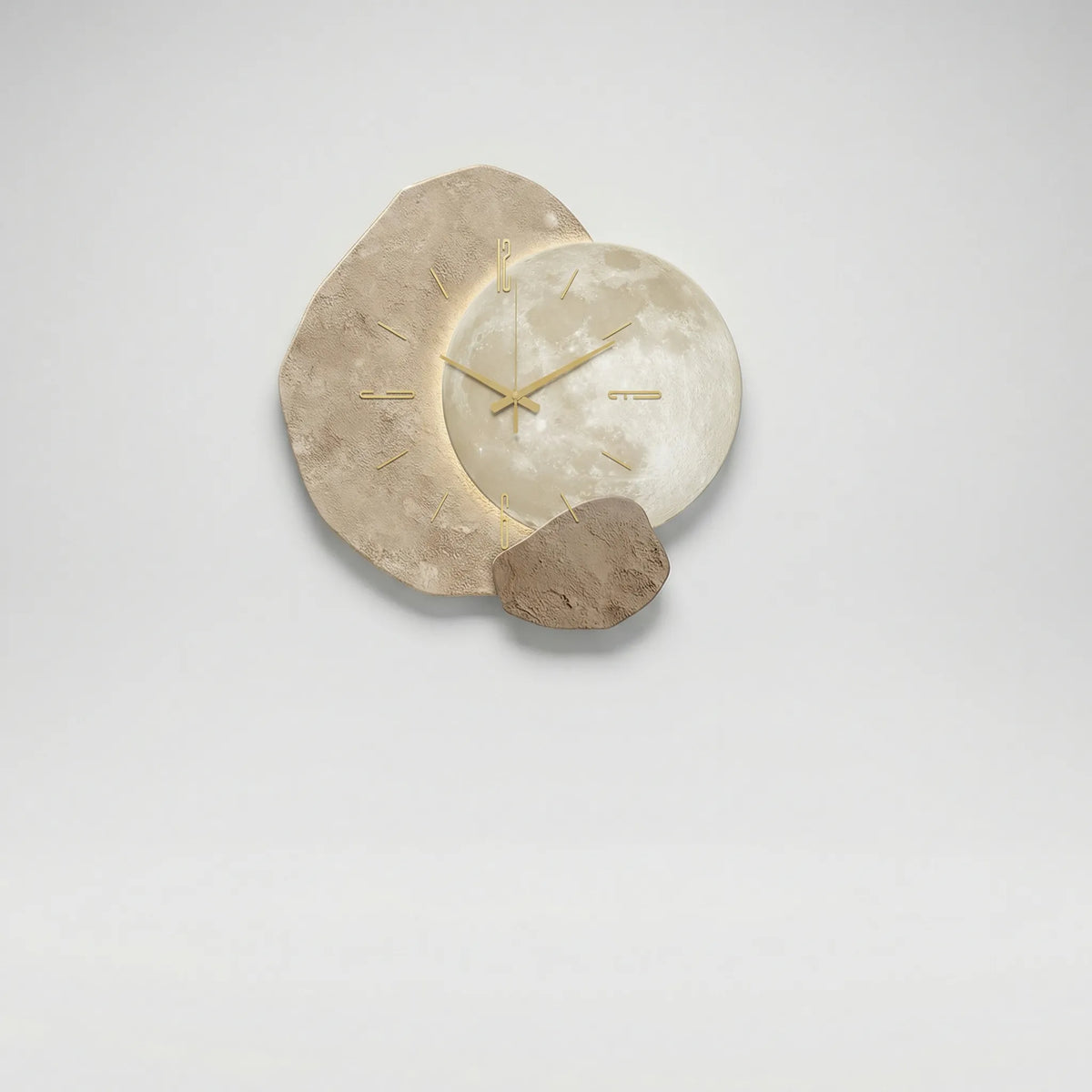 Asymmetrische, geschichtete Stein-Silhouette, beleuchtete geräuschlose Quarzwanduhr
