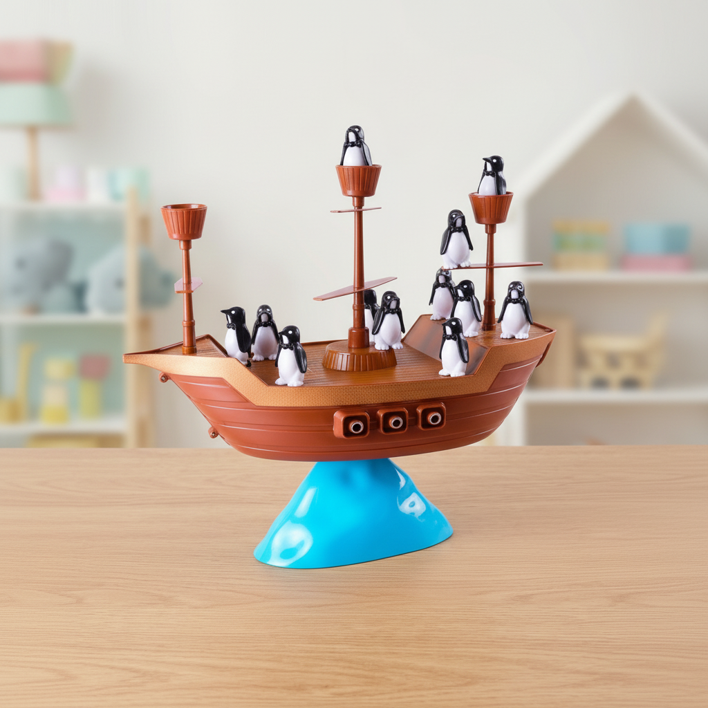 Wackeliges Piratenschiff-Pinguin-Stapel- und Gleichgewichtsspielzeug