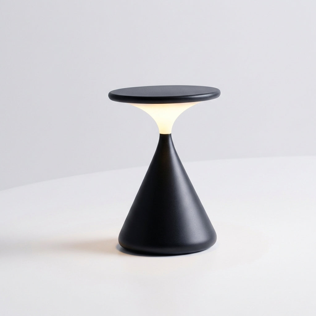 Kabellose dimmbare Tischlampe mit Sanduhr-Silhouette, Akku und Touch-Steuerung