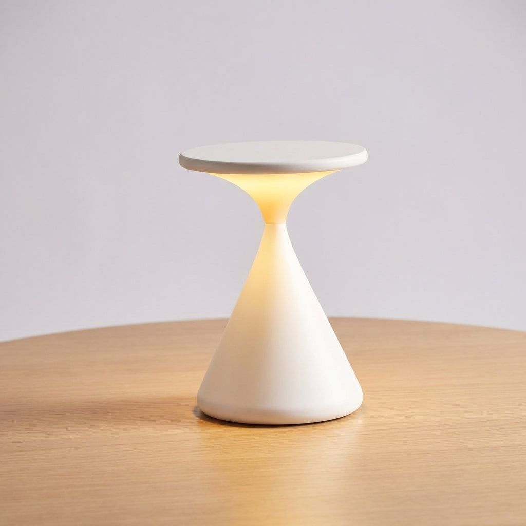 Kabellose dimmbare Tischlampe mit Sanduhr-Silhouette, Akku und Touch-Steuerung