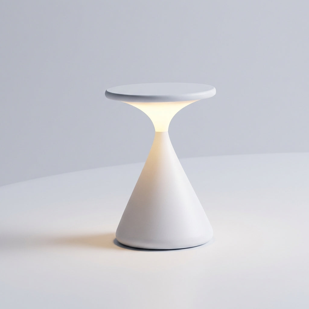 Kabellose dimmbare Tischlampe mit Sanduhr-Silhouette, Akku und Touch-Steuerung
