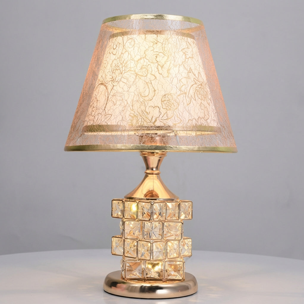 Tischlampe mit geschichtetem Kristallakzent, zwei Lichtzonen und einstellbarem Leuchten