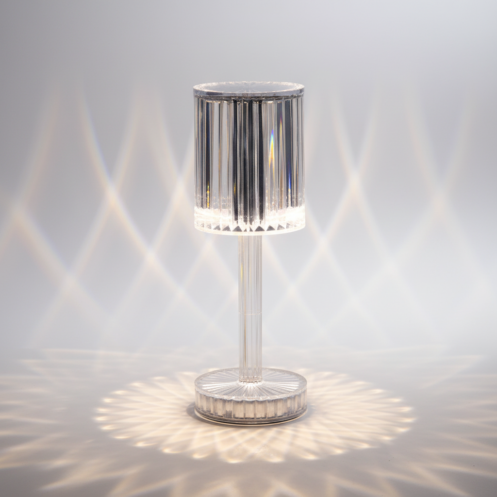 Dimmbare Tischlampe mit doppellagigem Kristallschirm und Touch-Steuerung