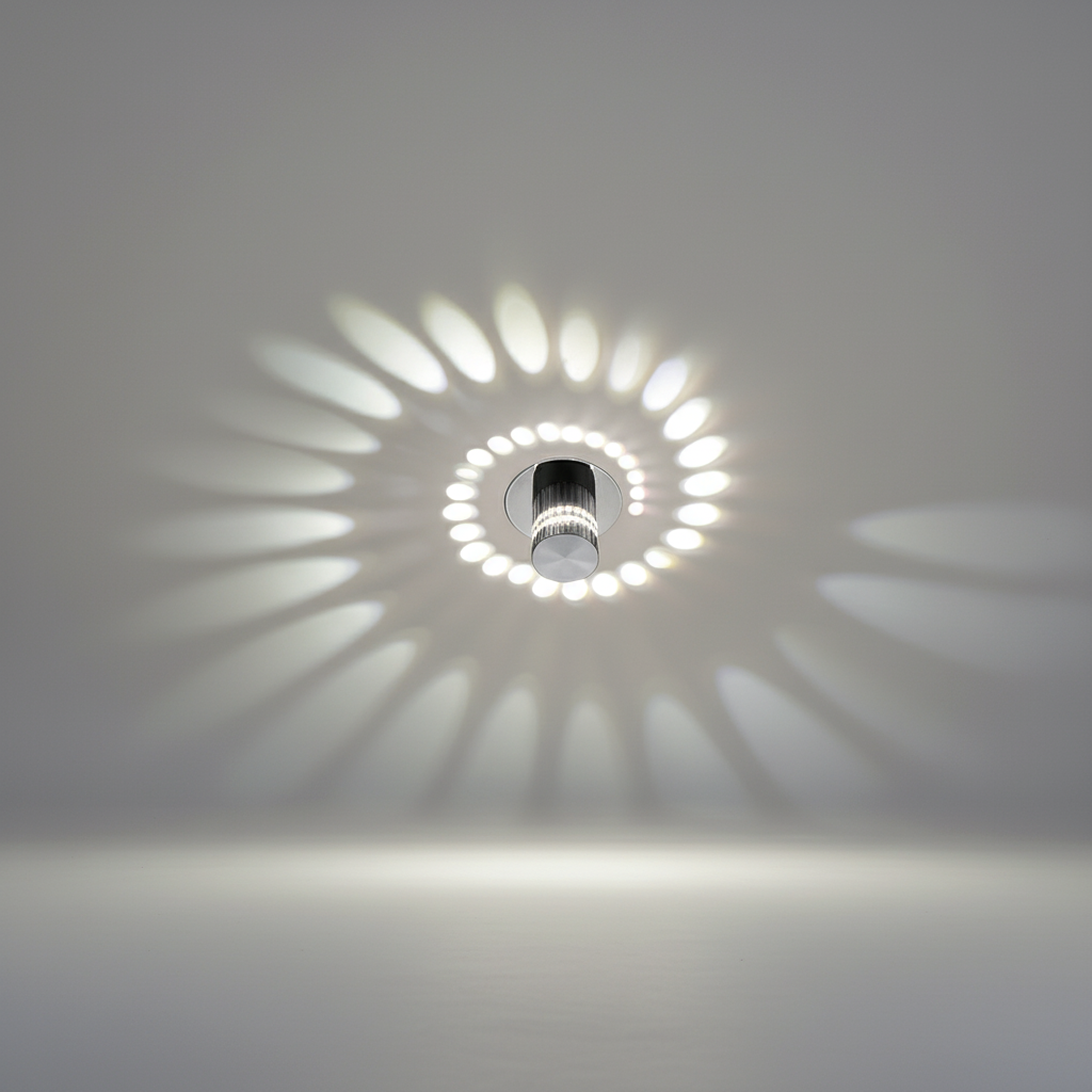 Decken- und Wandleuchte aus Aluminium mit spiralförmigem Lichtmuster
