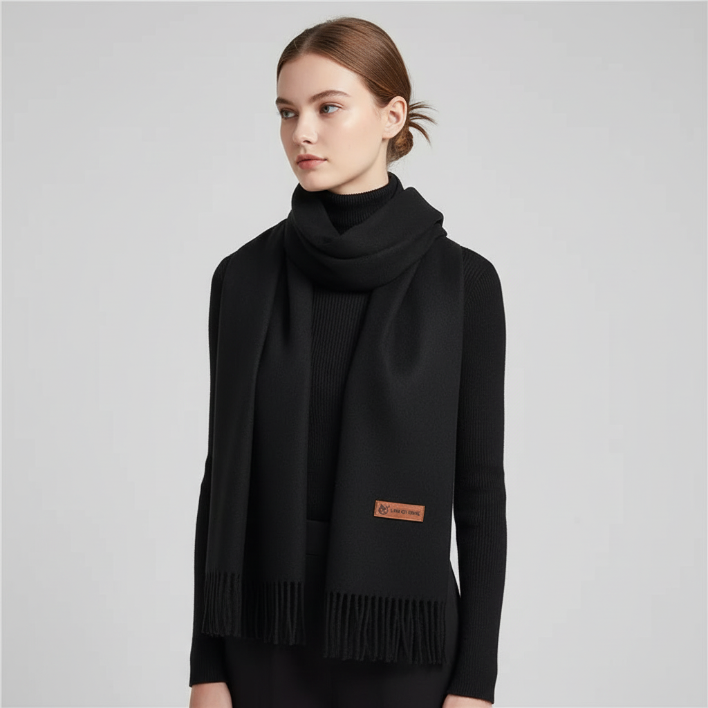 Oversized blødt sjal med frynser