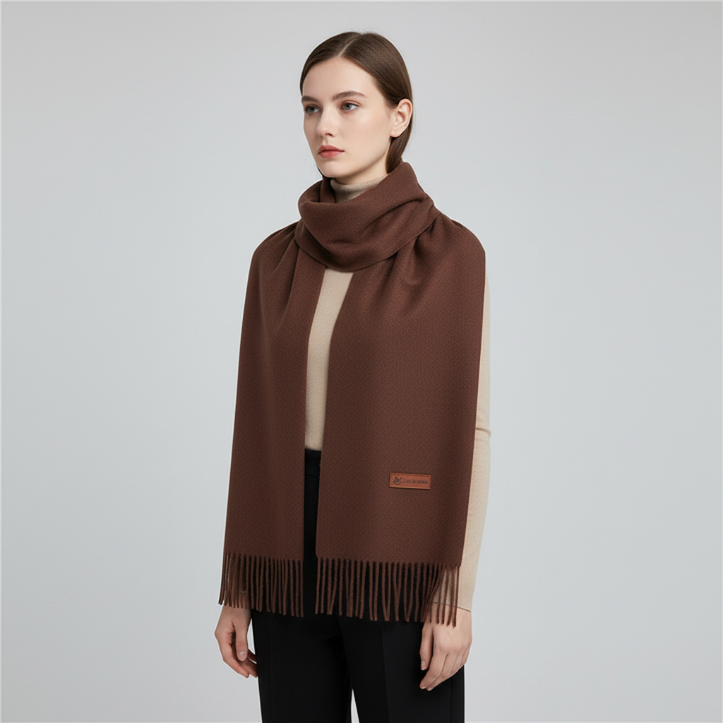 Oversized blødt sjal med frynser