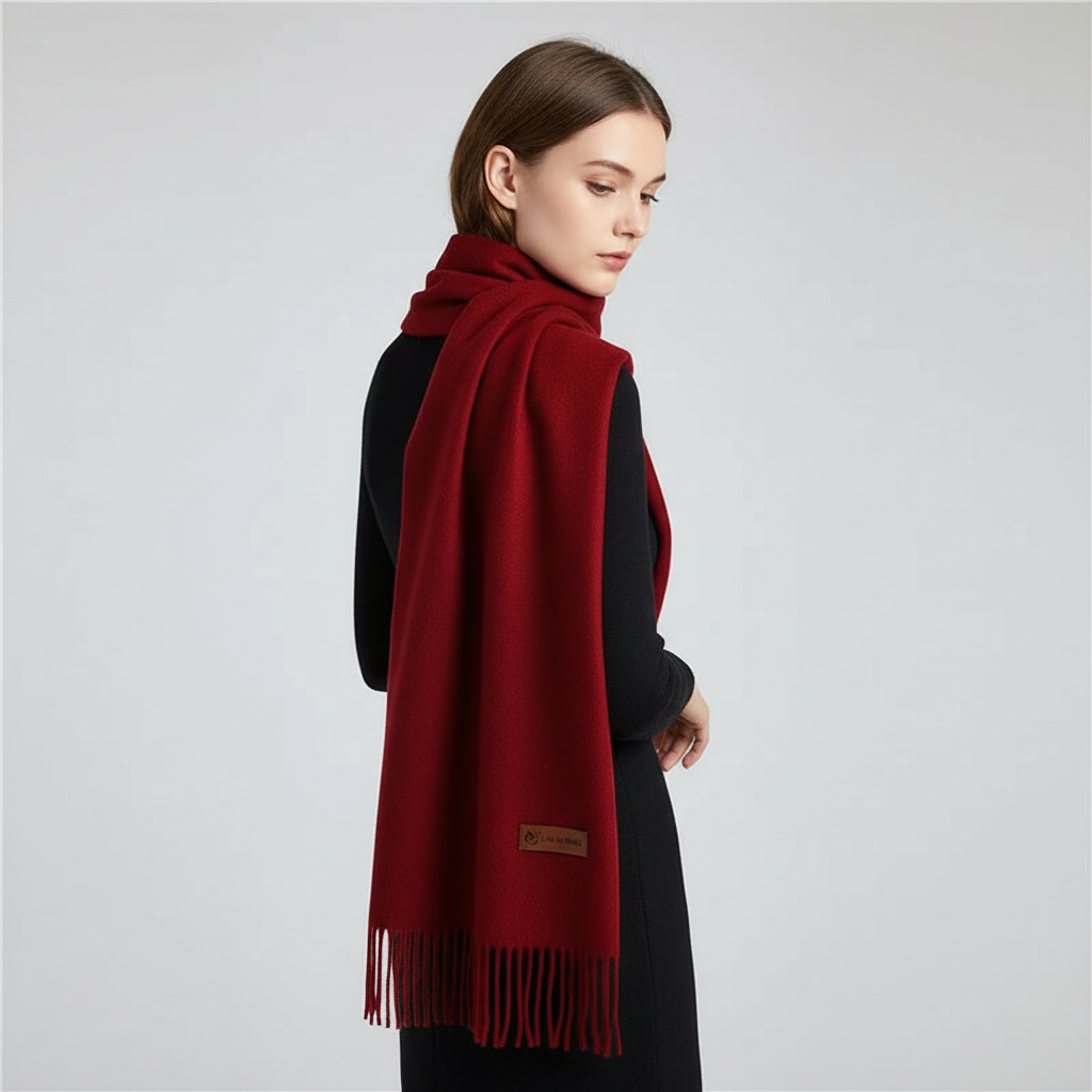 Oversized blødt sjal med frynser