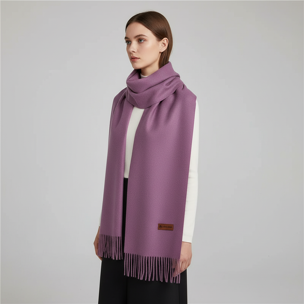 Oversized blødt sjal med frynser