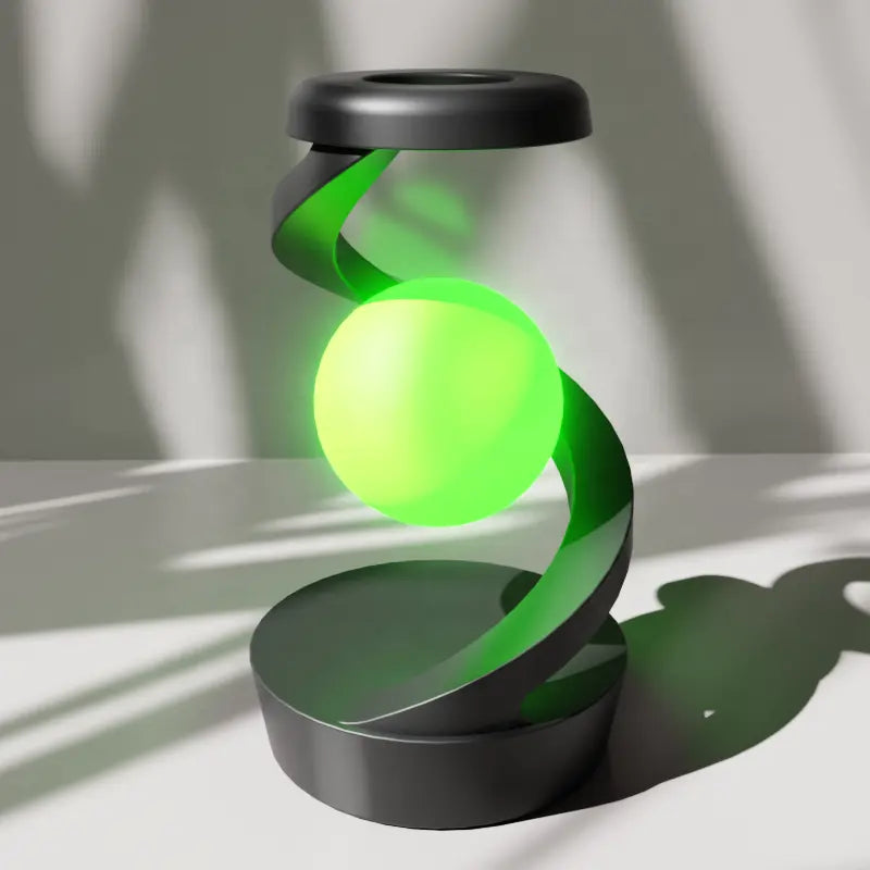Tischlampe mit spiralförmigem Arm, Kugelschirm, Gestensteuerung und kabelloser Ladefunktion