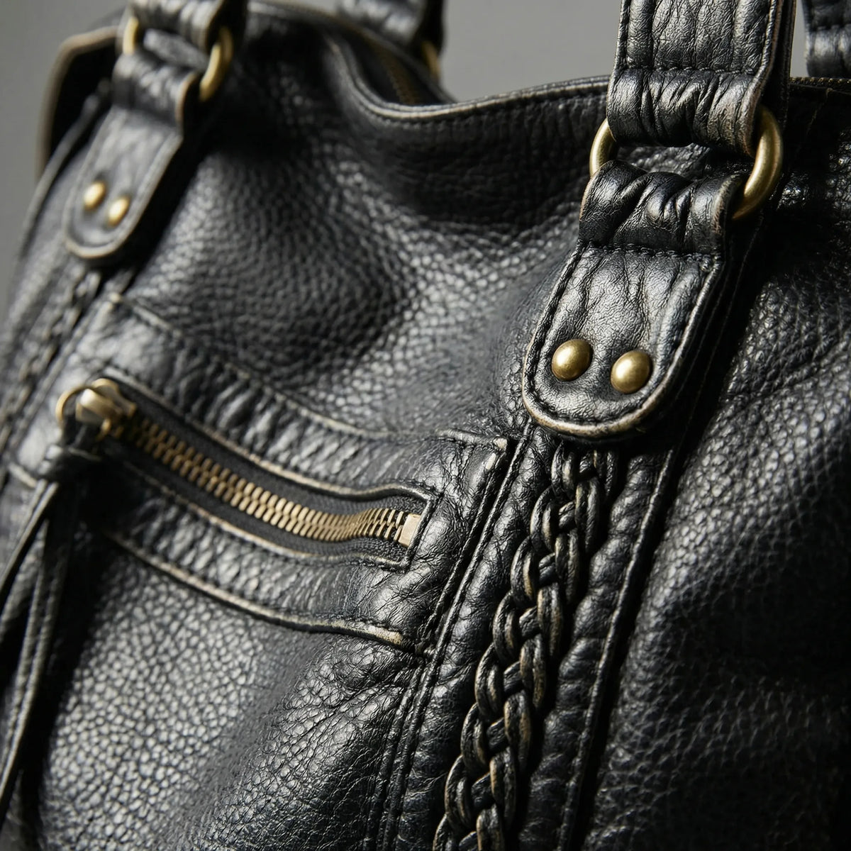 Kompakt urban flettet crossbody-skuldertaske med lynlås og justerbar rem