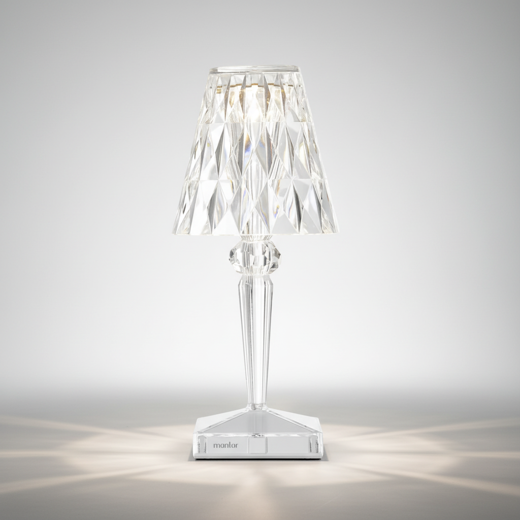 Dekorative Tischlampe mit funkelndem Kristalleffekt und warmem Licht