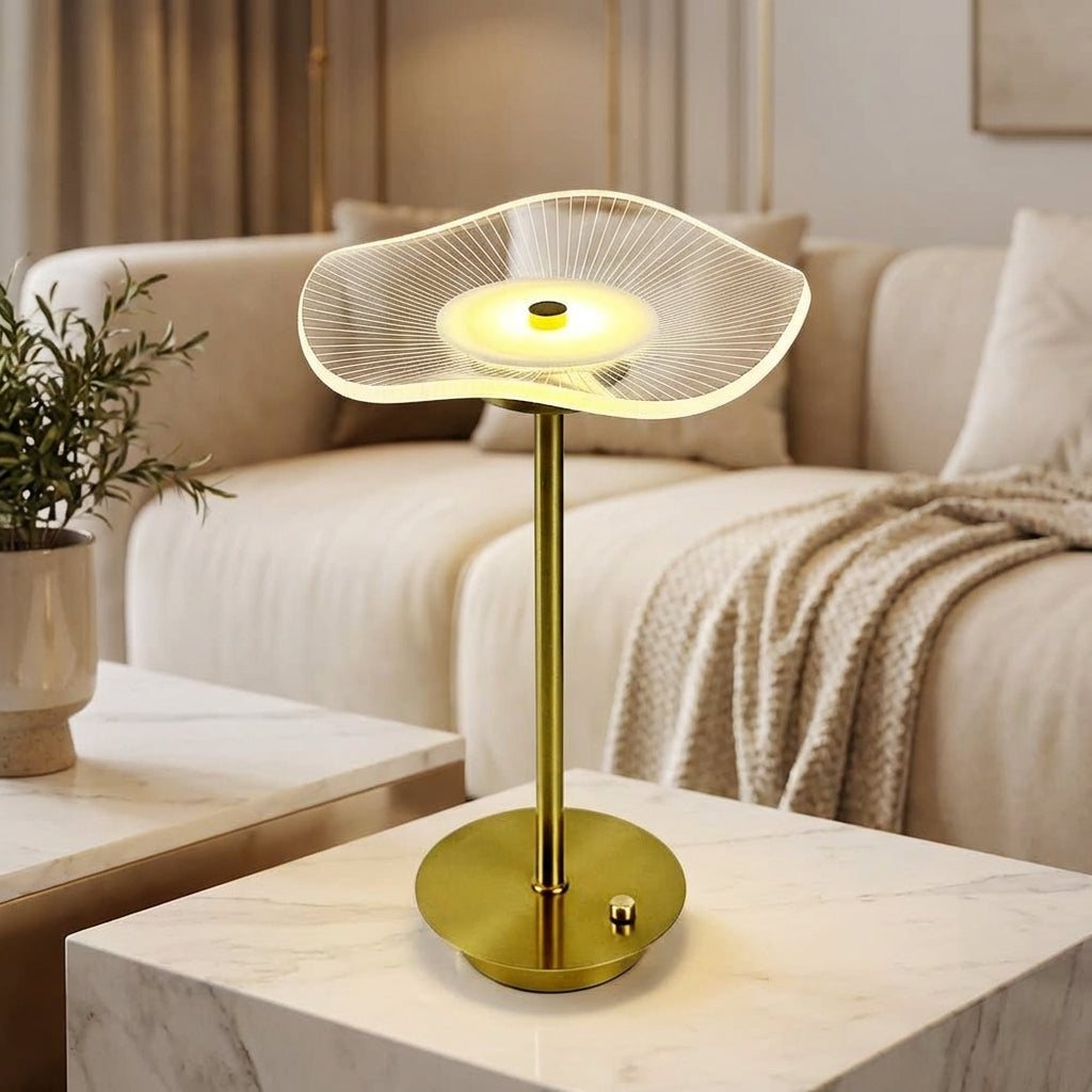 Skulpturel minimalistisk dæmpbar bordlampe i jern