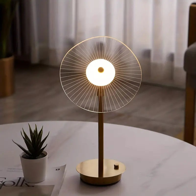 Skulpturel minimalistisk dæmpbar bordlampe i jern