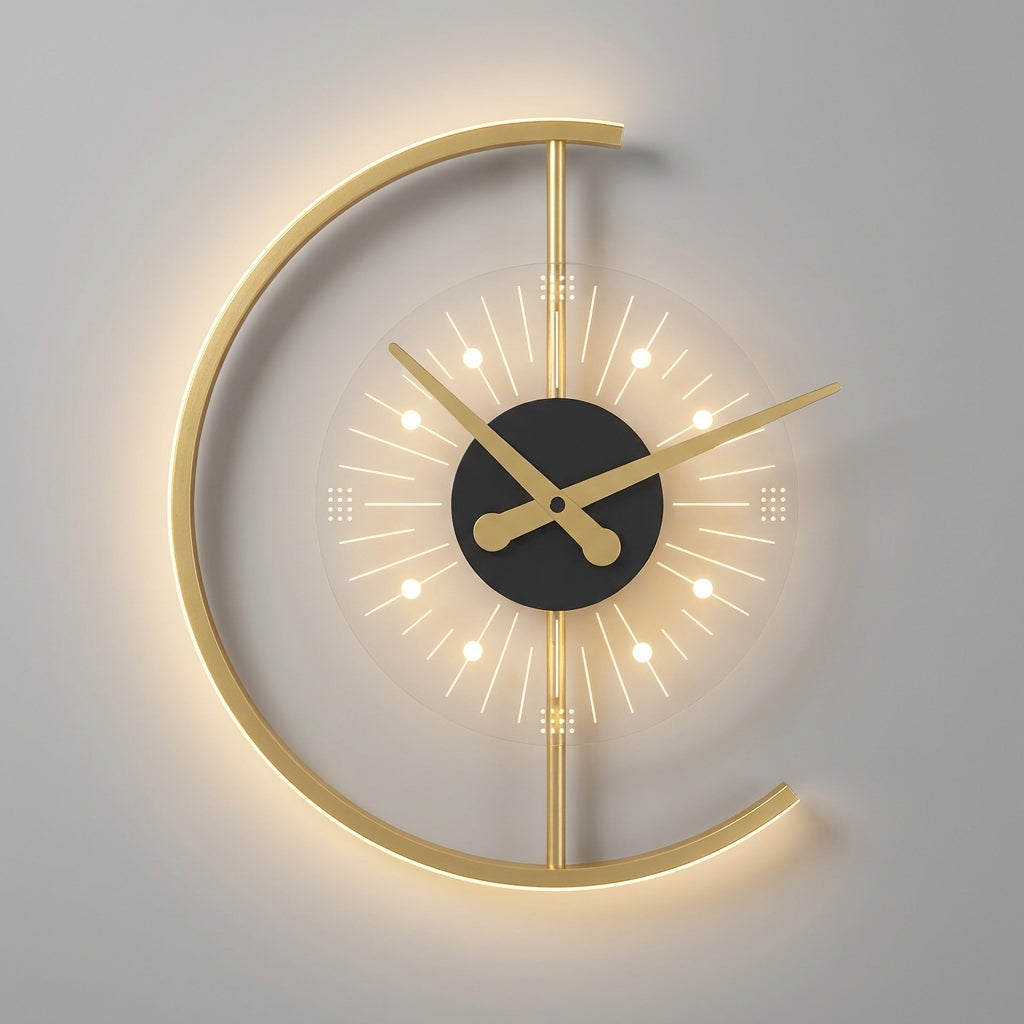 Minimalistische beleuchtete Wanduhr zur Wandmontage mit stimmungsvollem Licht