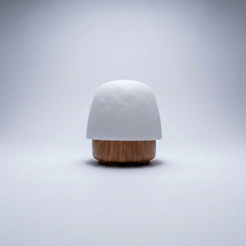 Skulpturale minimalistische Tischlampe aus Metall und Glas mit Dimmfunktion und Farbwechsel