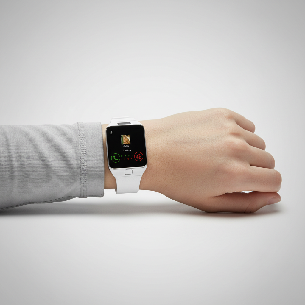 Rechteckige Smartwatch mit Touchscreen, Anrufannahme und Silikonarmband