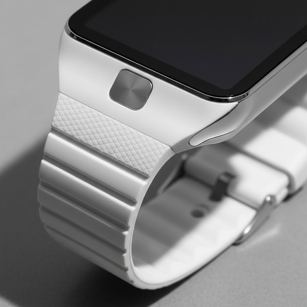 Rechteckige Smartwatch mit Touchscreen, Anrufannahme und Silikonarmband
