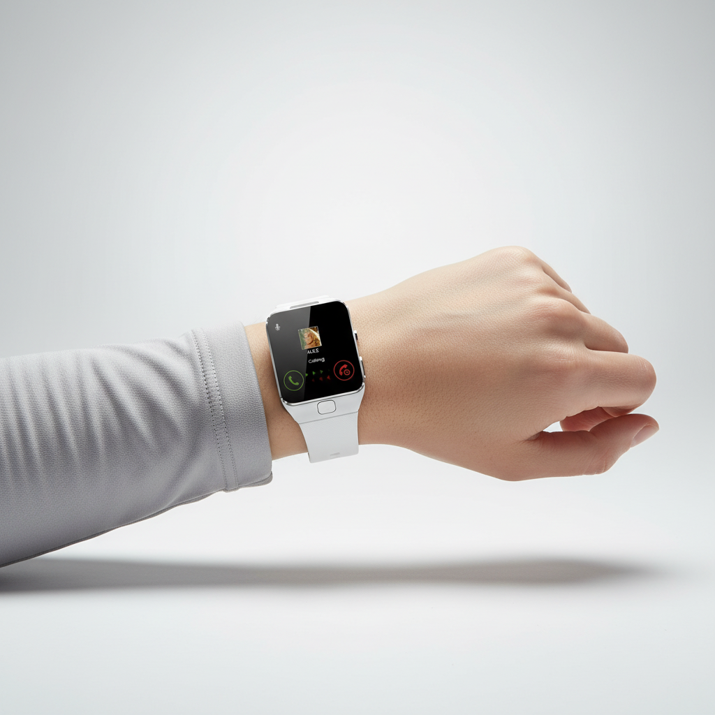 Rechteckige Smartwatch mit Touchscreen, Anrufannahme und Silikonarmband