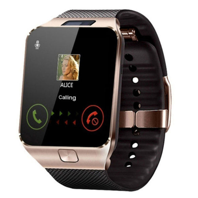 Rechteckige Smartwatch mit Touchscreen, Anrufannahme und Silikonarmband