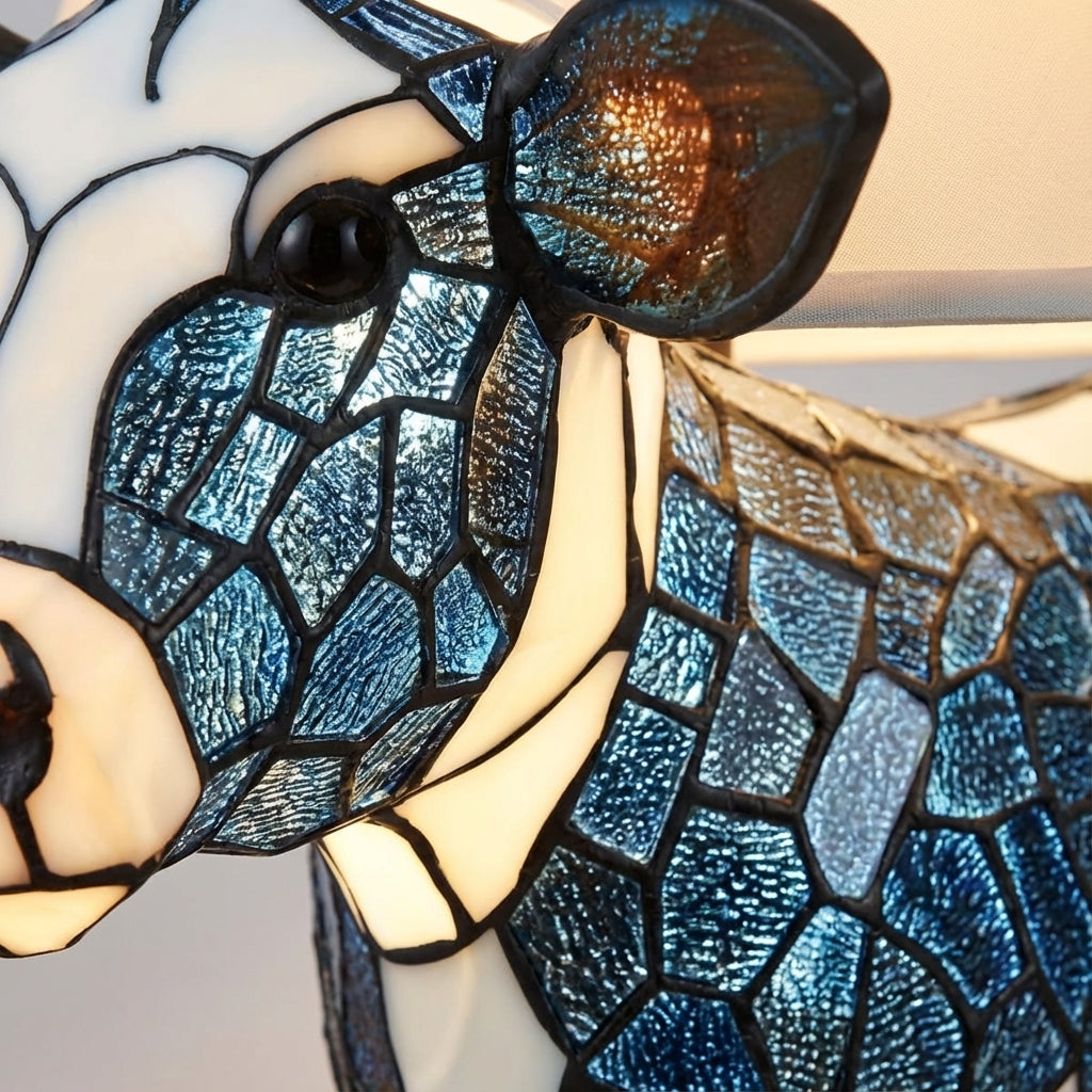 Verspielte tragbare Nachttischlampe aus Kunstharz mit Kuh-Silhouette