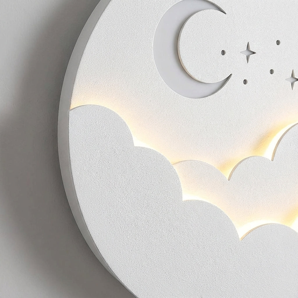 Batteriebetriebene Wandleuchte mit Silhouette aus Mond und Sternen