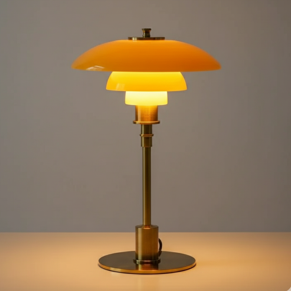 Skandinavische Nachttischlampe aus transparentem Glas mit Metallfuß
