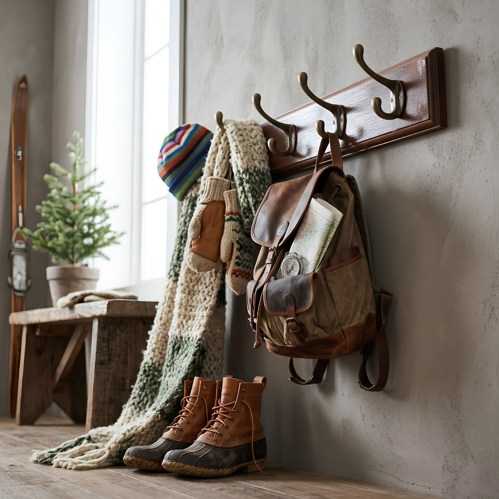 Skulpturale minimalistische organische Wandgarderobe aus Holz
