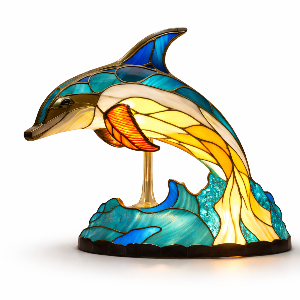Akzent-Tischlampe als Tierfigur im Tiffany-Stil