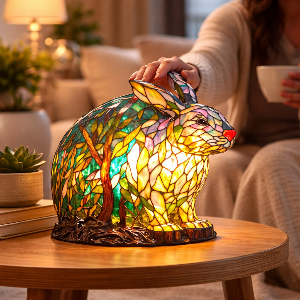 Akzent-Tischlampe als Tierfigur im Tiffany-Stil