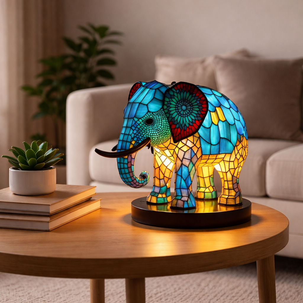 Akzent-Tischlampe als Tierfigur im Tiffany-Stil