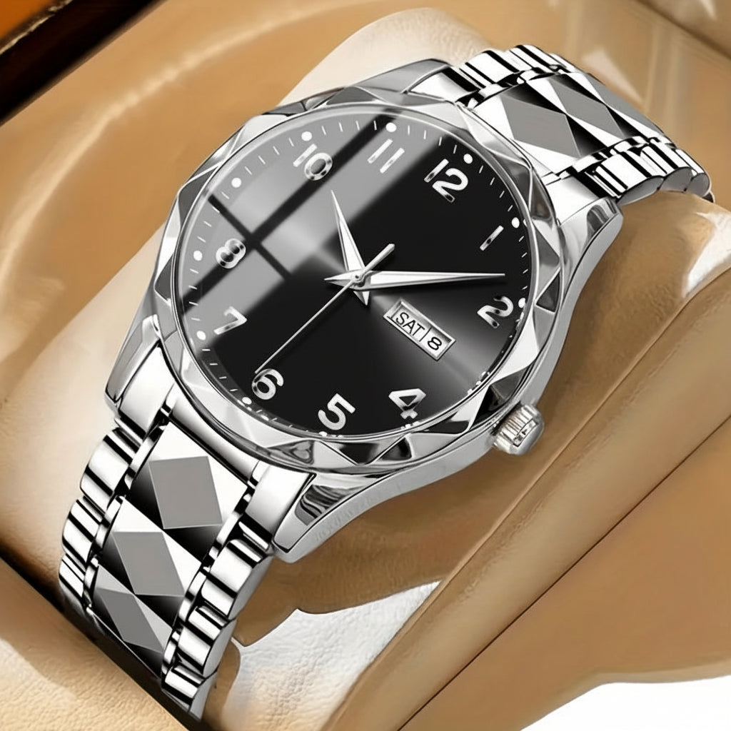 Leichte, kratzfeste Sportuhr aus Titan mit Doppelanzeige und Chronograph