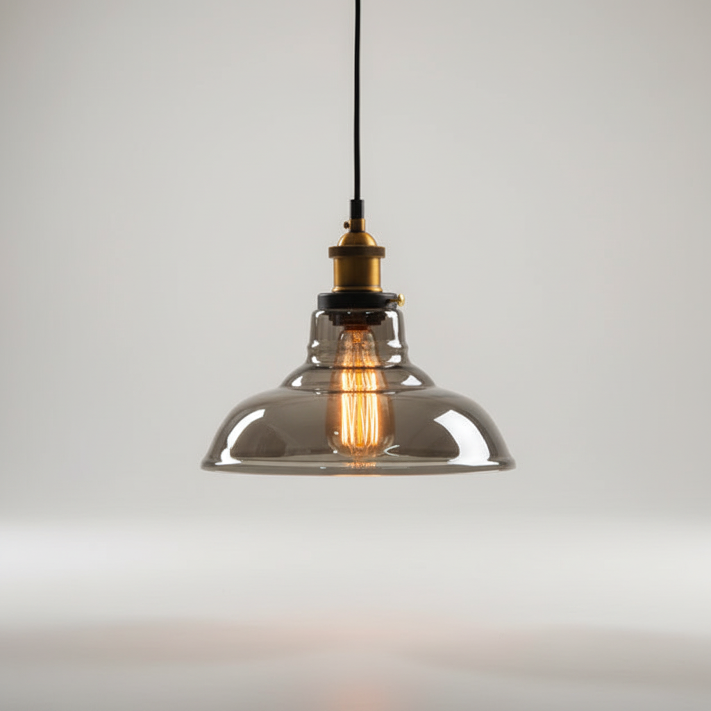 Zylindrische Vintage-Pendelleuchte aus Kristallglas im Industriestil mit verstellbarer Höhe