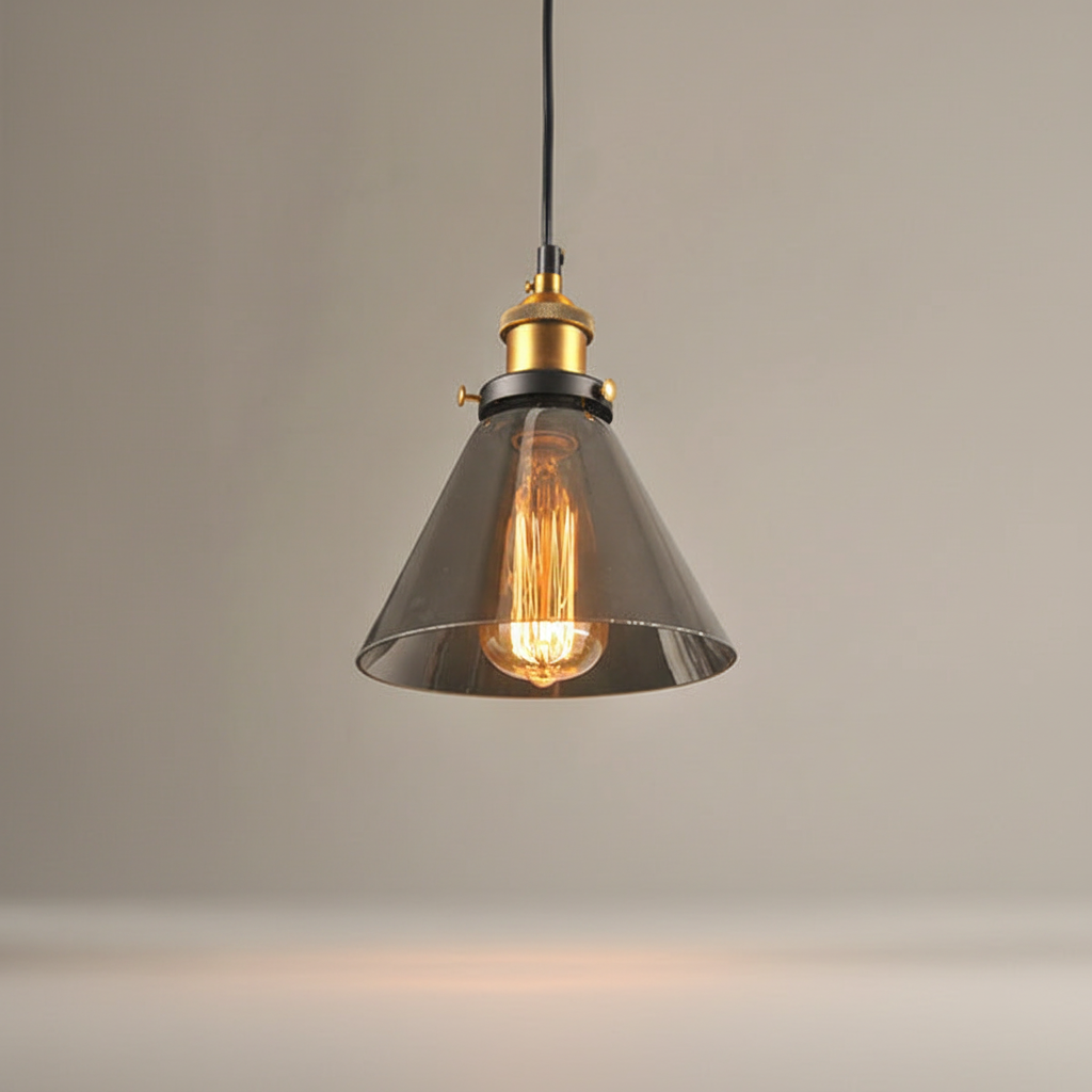 Zylindrische Vintage-Pendelleuchte aus Kristallglas im Industriestil mit verstellbarer Höhe