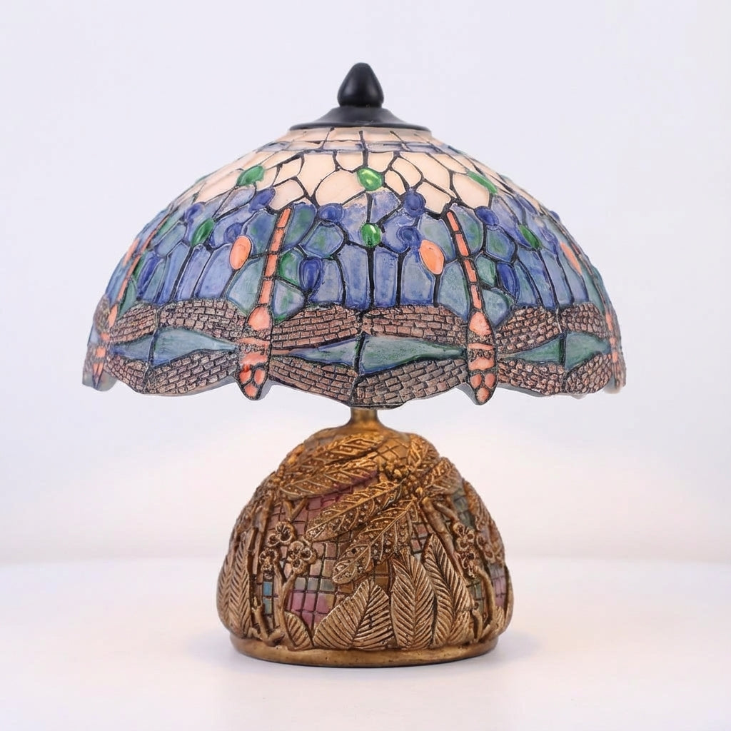 Kompakte skulpturale Tischlampe aus Harz mit Libellenmotiv im Vintage-Stil