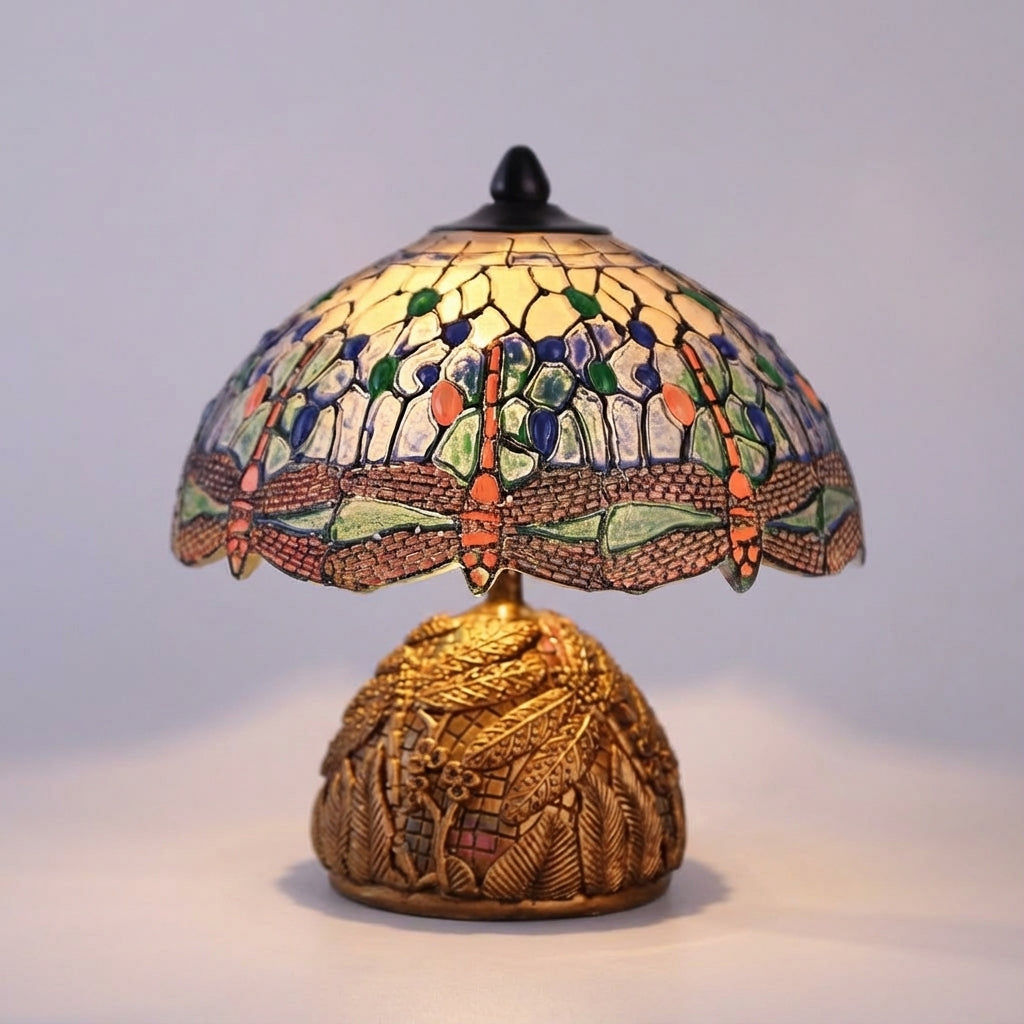 Kompakte skulpturale Tischlampe aus Harz mit Libellenmotiv im Vintage-Stil