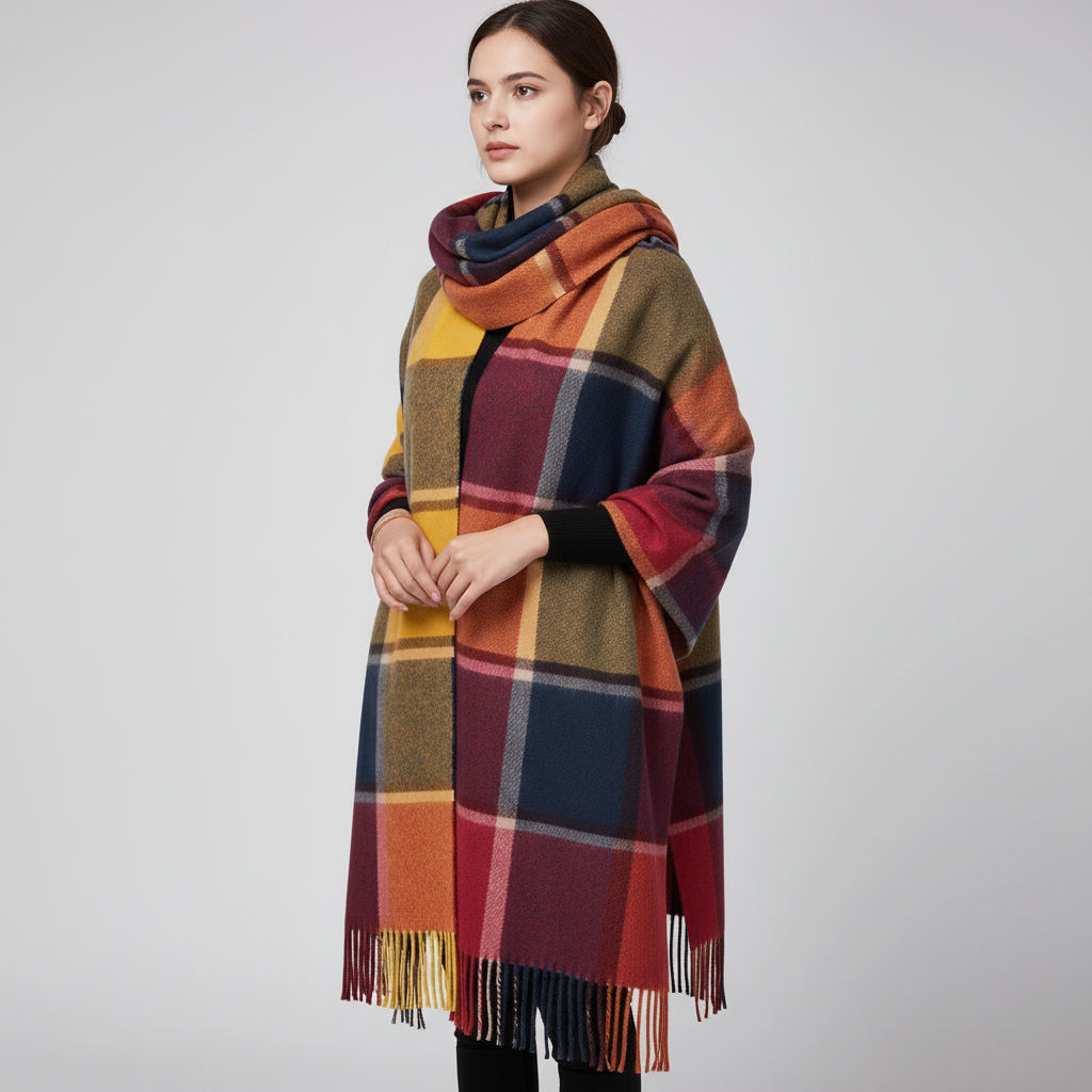 Blødt oversized sjal med diamantmønster
