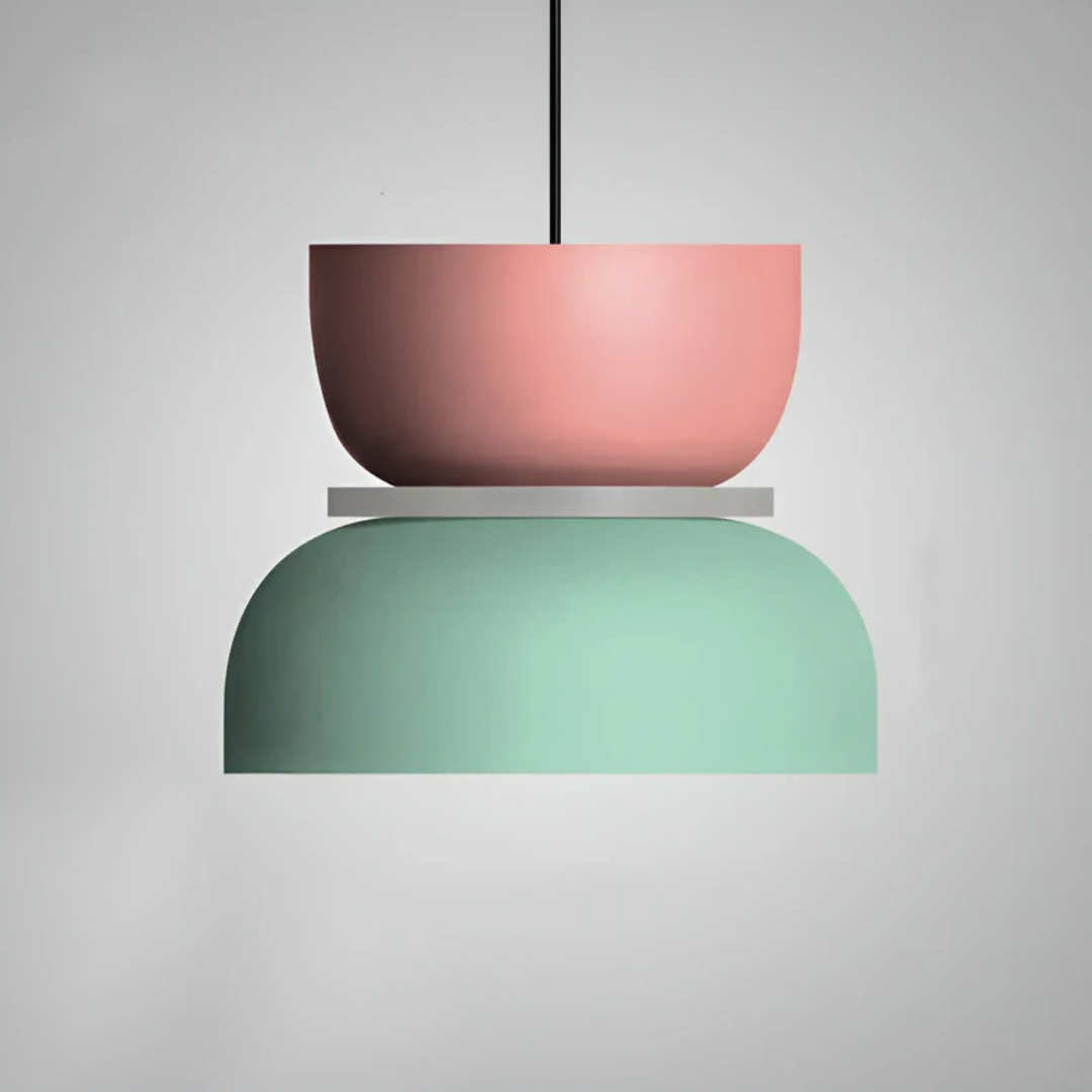 Pendelleuchte mit Macaron-Metalldom, mehreren Farben und einer Glühbirne