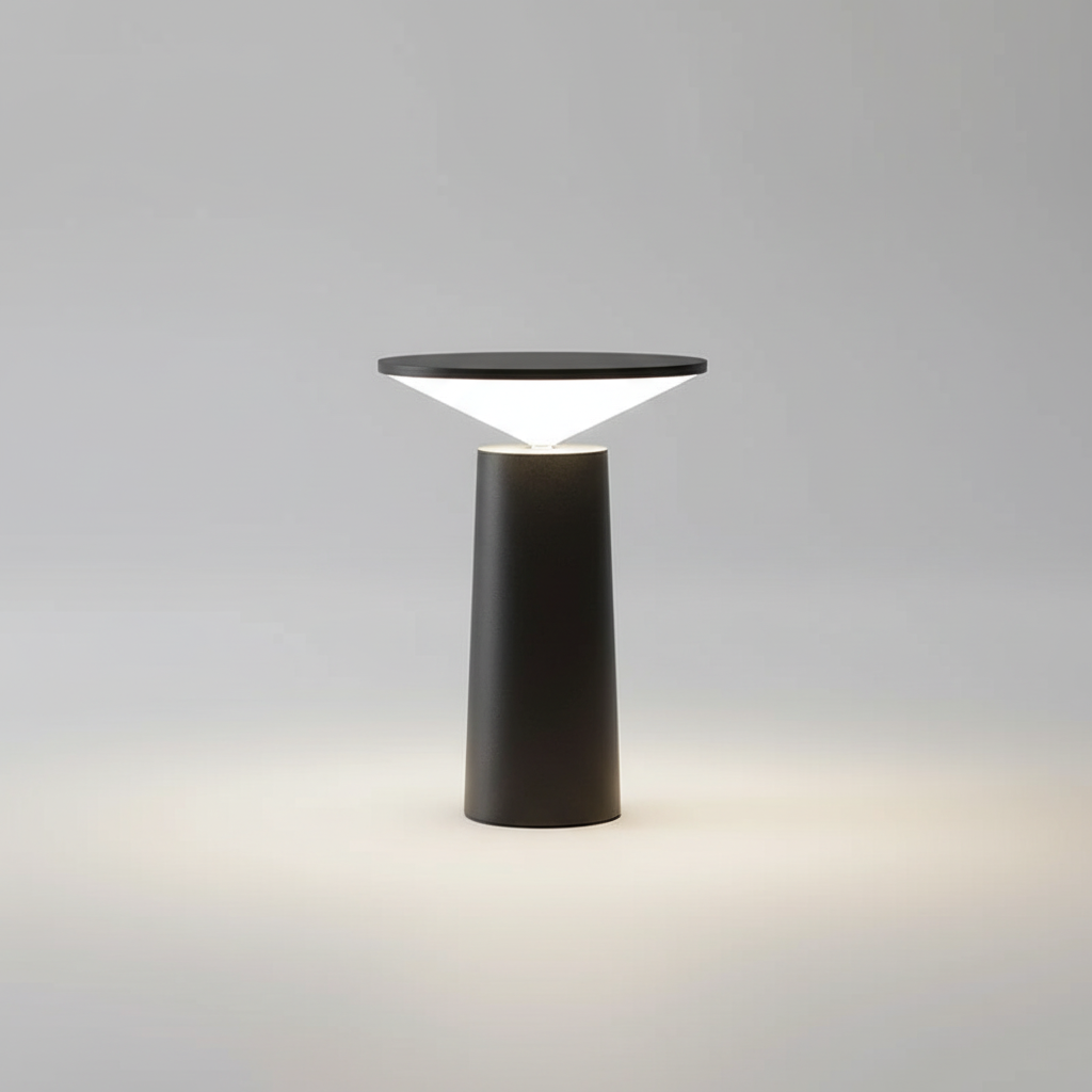 Schlanke minimalistische kabellose dimmbare Tischlampe mit dreh- und neigbarem Kopf
