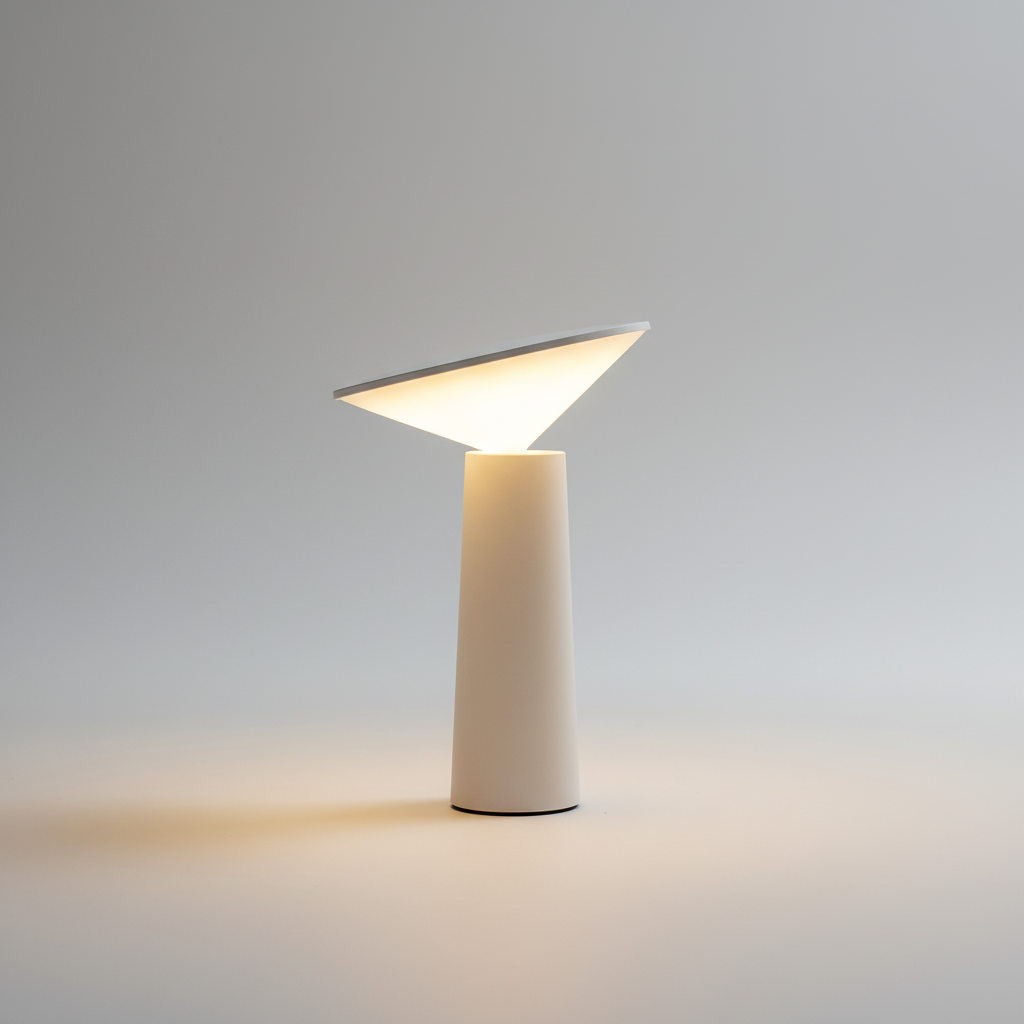 Schlanke minimalistische kabellose dimmbare Tischlampe mit dreh- und neigbarem Kopf