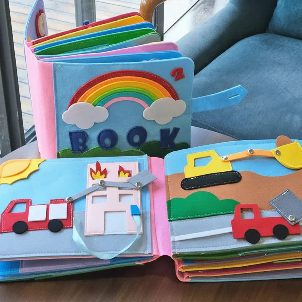 Blød interaktiv Montessori-busy book til skærmfri leg