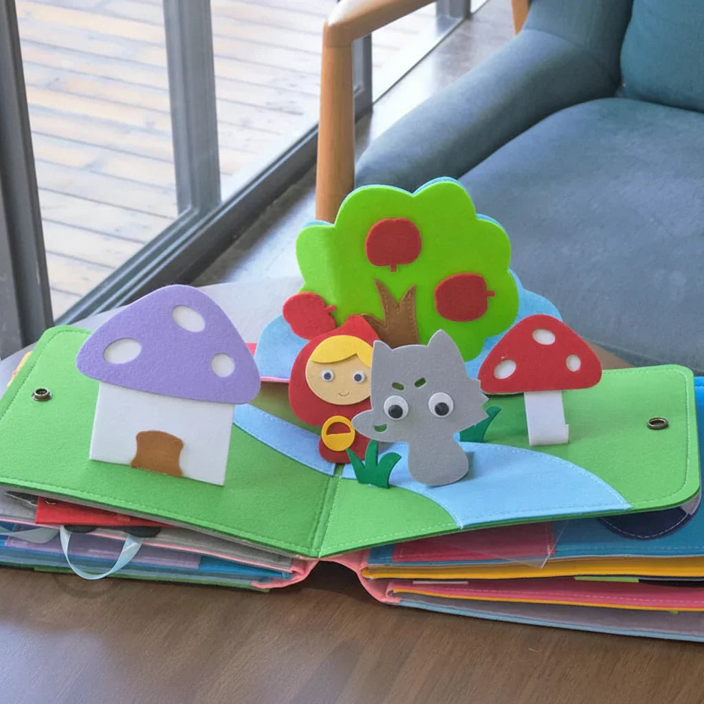 Blød interaktiv Montessori-busy book til skærmfri leg