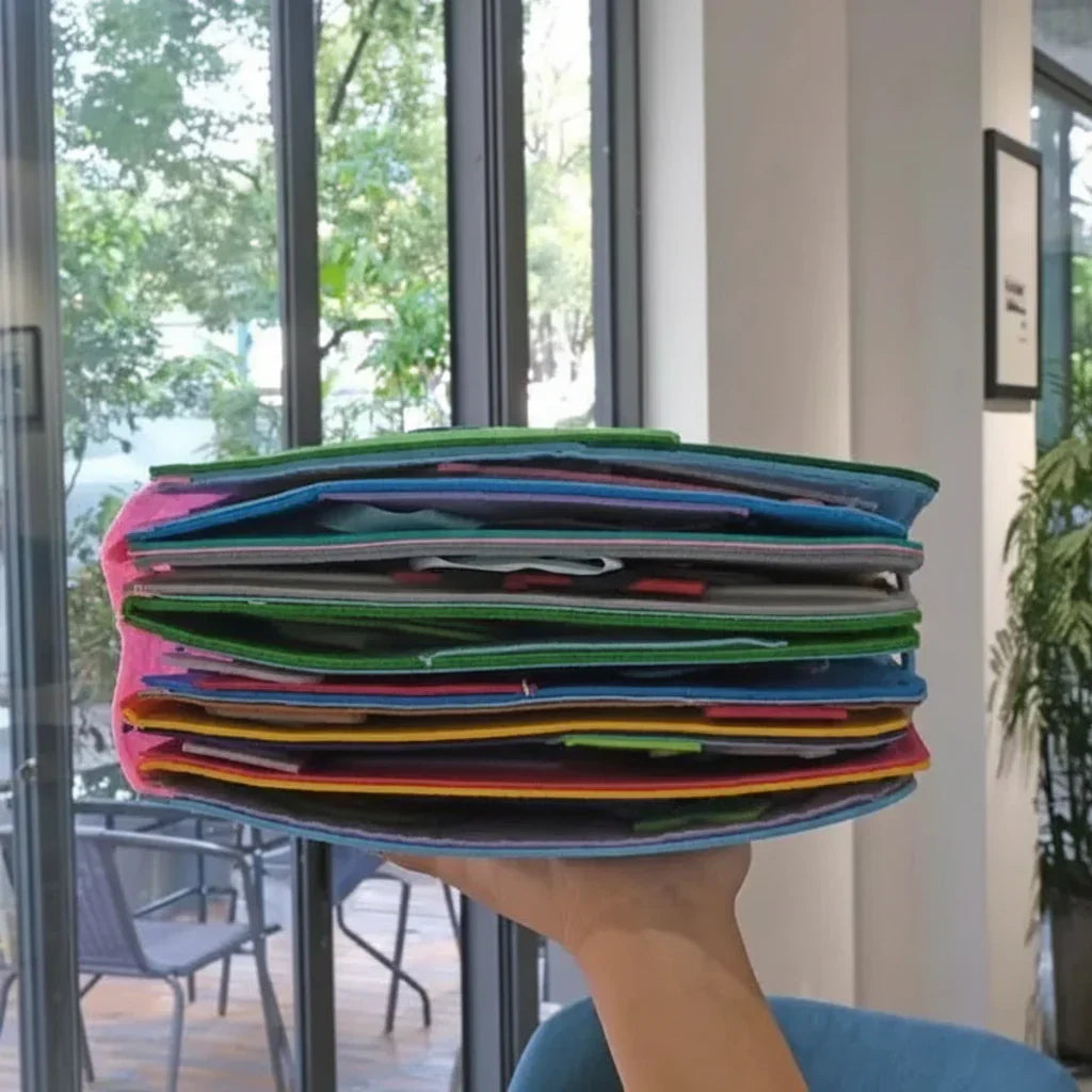 Blød interaktiv Montessori-busy book til skærmfri leg