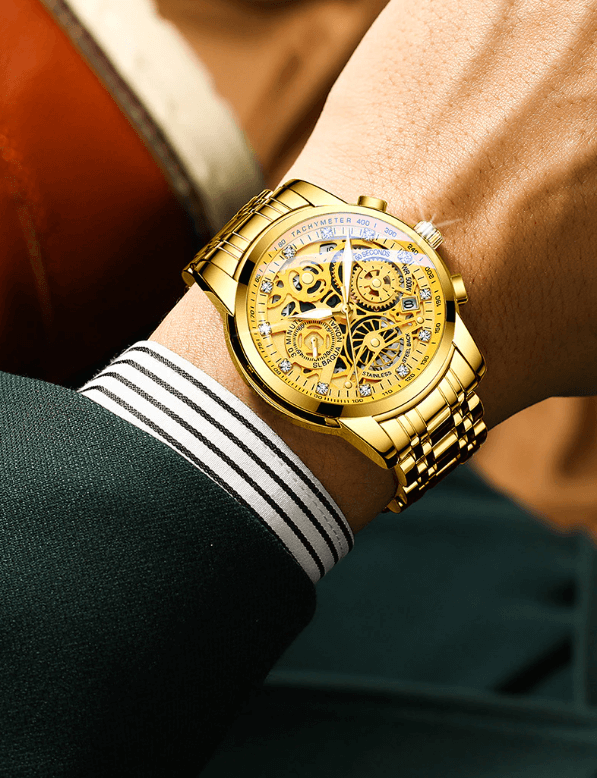Transparente Skelett-Zifferblatt-Herrenuhr aus Edelstahl mit automatischem mechanischem Uhrwerk