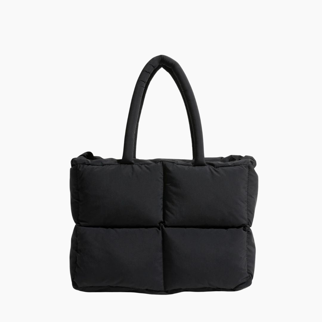 Vatteret, pufferdesignet skuldertaske i nylon med rummeligt laptoprum